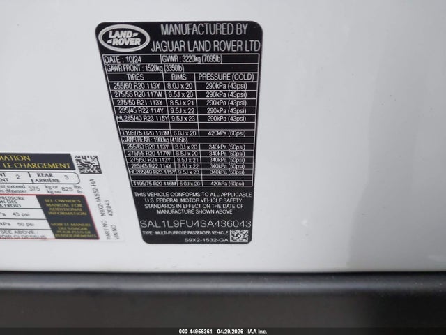 SAL1L9FU4SA436043 Land Rover Range Rover Sport P400 Dynamic Se