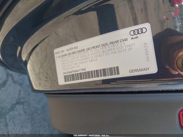 Aukcja sprzedaży 2019 Audi A5 45 Premium, vin: WAUSNAF55KA017342, numer aukcji: 44956387