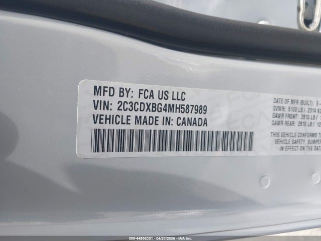 Продаж на аукціоні авто 2021 Dodge Charger Sxt Rwd, vin: 2C3CDXBG4MH587989, номер лоту: 44956391