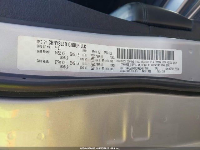 44956412 :رقم المزاد ، 1D4RE2GG0BC740546 vin ، 2011 Dodge Durango Express مزاد بيع