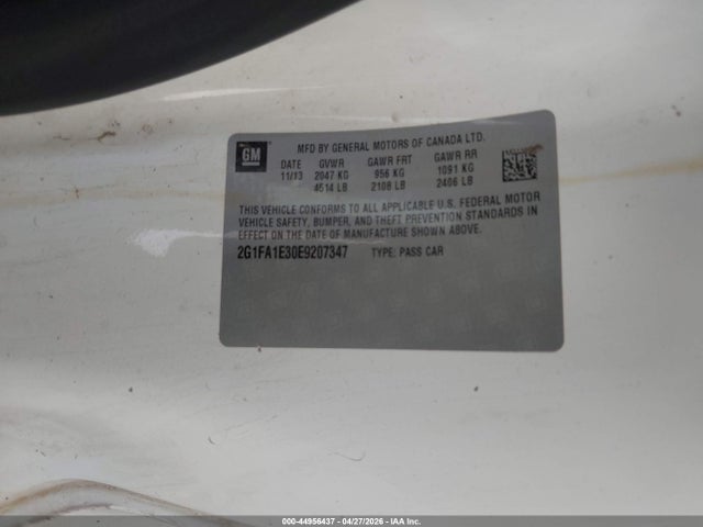44956437 :رقم المزاد ، 2G1FA1E30E9207347 vin ، 2014 Chevrolet Camaro 2ls مزاد بيع