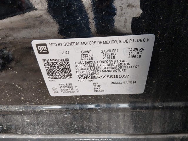 44956440 :رقم المزاد ، 3GNKBERS9SS151037 vin ، 2025 Chevrolet Blazer Fwd Rs مزاد بيع