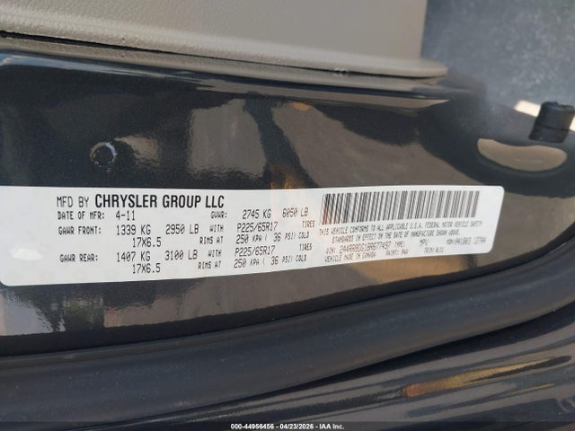 2011 Chrysler Town & Country Touring-l მანქანა იყიდება აუქციონზე, vin: 2A4RR8DG1BR677497, აუქციონის ნომერი: 44956456