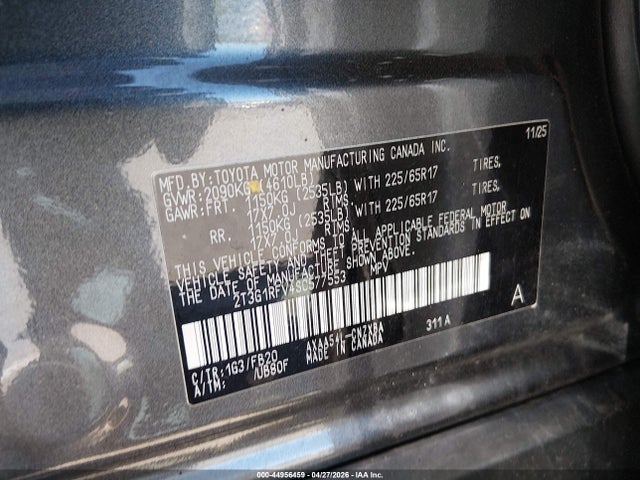 2025 Toyota Rav4 Le მანქანა იყიდება აუქციონზე, vin: 2T3G1RFV4SC577553, აუქციონის ნომერი: 44956459