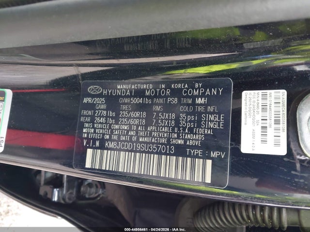 Aukcja sprzedaży 2025 Hyundai Tucson Hybrid Sel Convenience, vin: KM8JCDD19SU357013, numer aukcji: 44956461