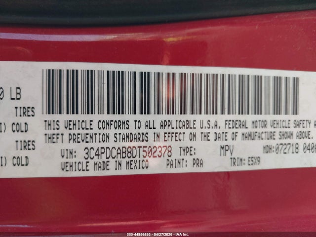 Продаж на аукціоні авто 2013 Dodge Journey American Value Pkg, vin: 3C4PDCAB8DT502378, номер лоту: 44956493