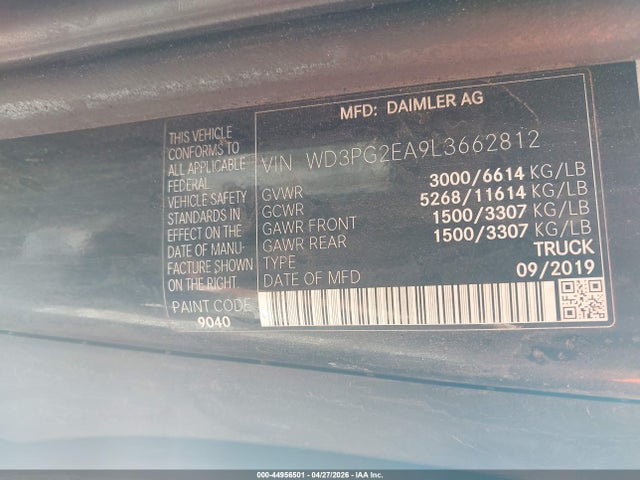 Продаж на аукціоні авто 2020 Mercedes-benz Metris, vin: WD3PG2EA9L3662812, номер лоту: 44956501