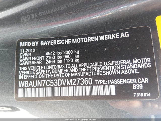 Продаж на аукціоні авто 2013 Bmw 135i, vin: WBAUN7C53DVM27360, номер лоту: 44956544