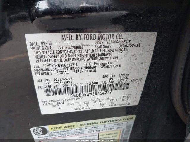 Aukcja sprzedaży 2008 Ford Taurus X Sel, vin: 1FMDK05W98GA34218, numer aukcji: 44956592