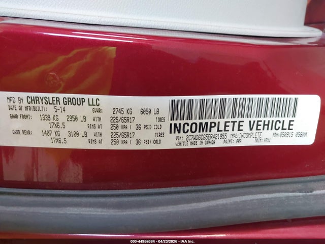Aukcja sprzedaży 2014 Dodge Grand Caravan Sxt, vin: 2C7WDGCG5ER421955, numer aukcji: 44956594