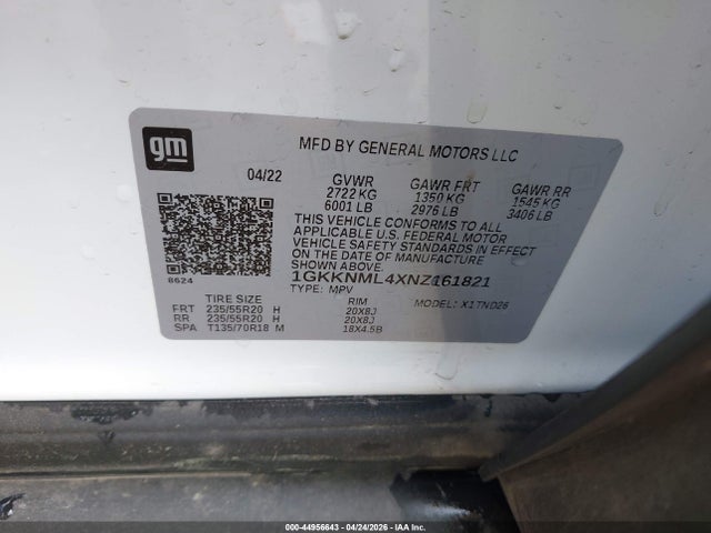1GKKNML4XNZ161821 GMC Acadia Fwd Slt