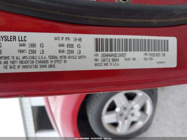 44956666 :رقم المزاد ، 1B3HB48A99D180927 vin ، 2009 Dodge Caliber Sxt مزاد بيع