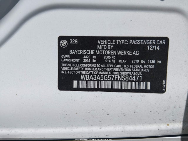 Продаж на аукціоні авто 2015 Bmw 328i, vin: WBA3A5G57FNS84471, номер лоту: 44956673