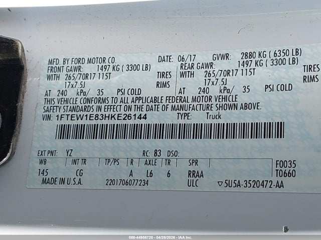 Ford F-150 Xl 2017 1FTEW1E83HKE26144 Image 9