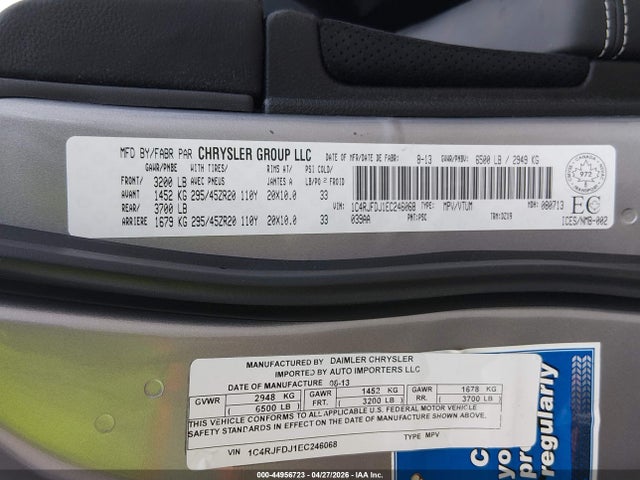 Продажа на аукционе авто 2014 Jeep Grand Cherokee Srt, vin: 1C4RJFDJ1EC246068, номер лота: 44956723