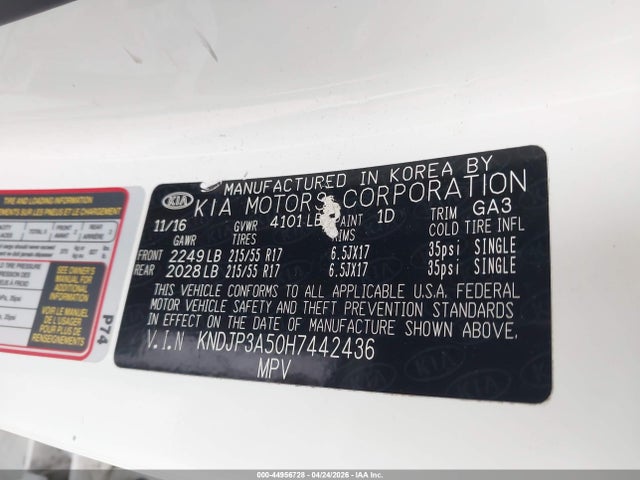 Aukcja sprzedaży 2017 Kia Soul +, vin: KNDJP3A50H7442436, numer aukcji: 44956728