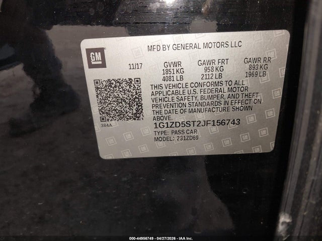 Продаж на аукціоні авто 2018 Chevrolet Malibu Lt, vin: 1G1ZD5ST2JF156743, номер лоту: 44956749