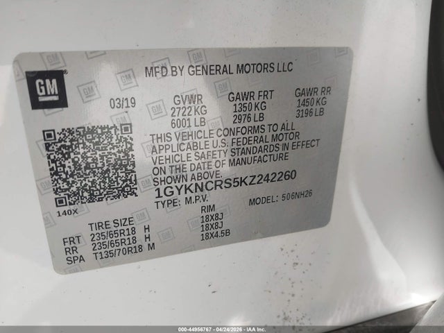 1GYKNCRS5KZ242260 Cadillac XT5 LUXURY