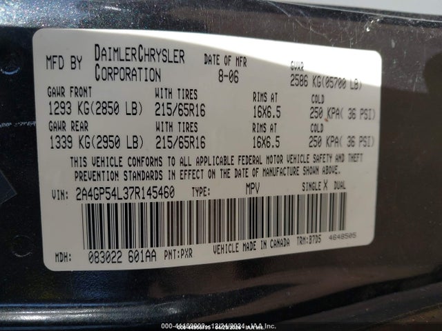 Продаж на аукціоні авто 2007 Chrysler Town & Country Touring, vin: 2A4GP54L37R145460, номер лоту: 44956795