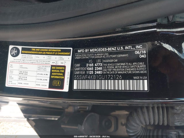 Продажа на аукционе авто 2016 Mercedes-benz C 300 Sport 4matic, vin: 55SWF4KB1GU172126, номер лота: 44956797