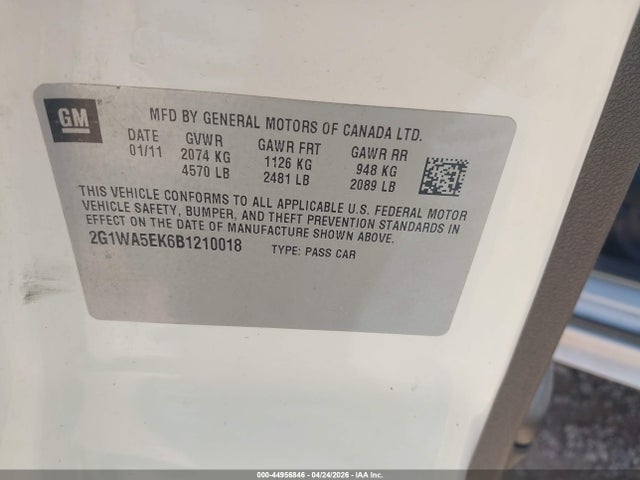Aukcja sprzedaży 2011 Chevrolet Impala Ls, vin: 2G1WA5EK6B1210018, numer aukcji: 44956846