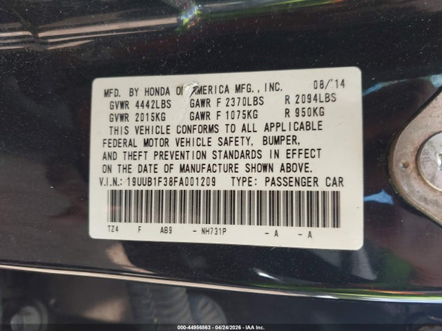 Продаж на аукціоні авто 2015 Acura Tlx, vin: 19UUB1F38FA001209, номер лоту: 44956863