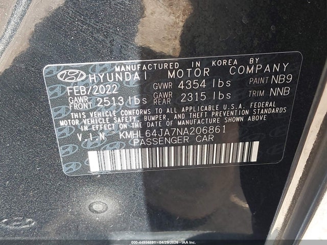 Hyundai SONATA SEL 2022 KMHL64JA7NA206861 Image 9