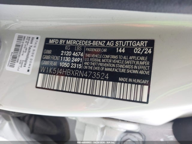 Продажа на аукционе авто 2024 Mercedes-benz Cla 250 Coupe 4matic, vin: W1K5J4HBXRN473524, номер лота: 44956903