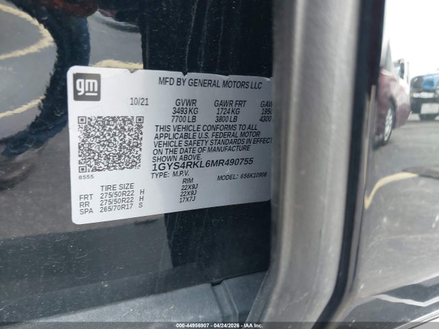 44956907 :رقم المزاد ، 1GYS4RKL6MR490755 vin ، 2021 Cadillac Escalade Esv 4wd Sport Platinum مزاد بيع
