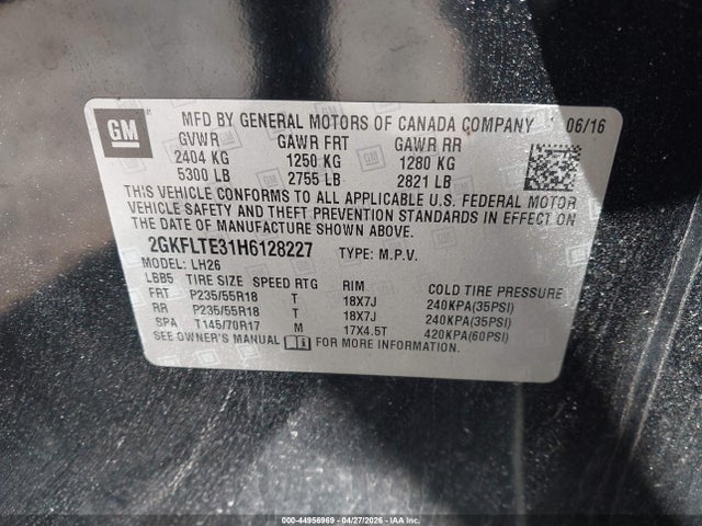 Продажа на аукционе авто 2017 Gmc Terrain Sle-2, vin: 2GKFLTE31H6128227, номер лота: 44956969