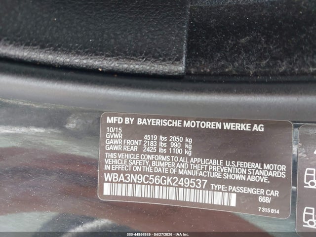 44956989 :رقم المزاد ، WBA3N9C56GK249537 vin ، 2016 Bmw 428i Xdrive مزاد بيع