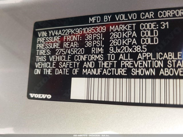 YV4A22PK9G1085309 Volvo Xc90 T6 Momentum