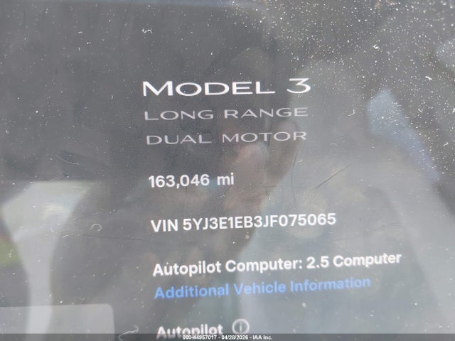 Aukcja sprzedaży 2018 Tesla Model 3 Long Range/performance, vin: 5YJ3E1EB3JF075065, numer aukcji: 44957017