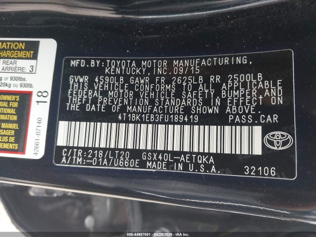 4T1BK1EB3FU189419 Toyota Avalon Xle Touring