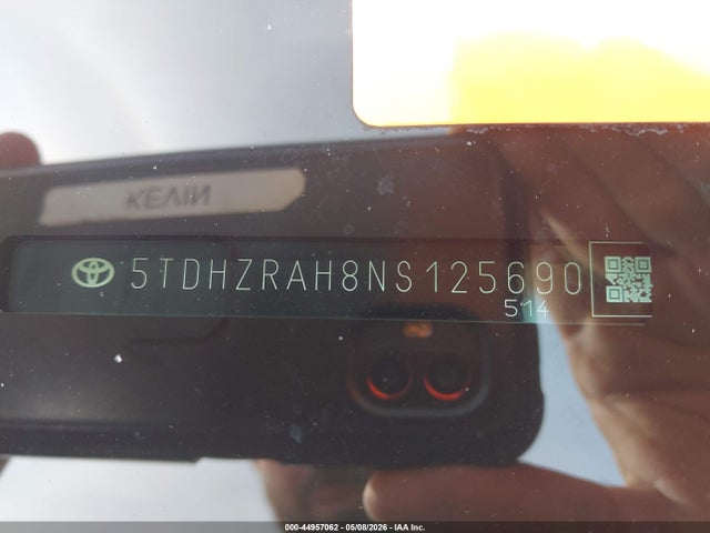 2022 Toyota Highlander Xle მანქანა იყიდება აუქციონზე, vin: 5TDHZRAH8NS125690, აუქციონის ნომერი: 44957062