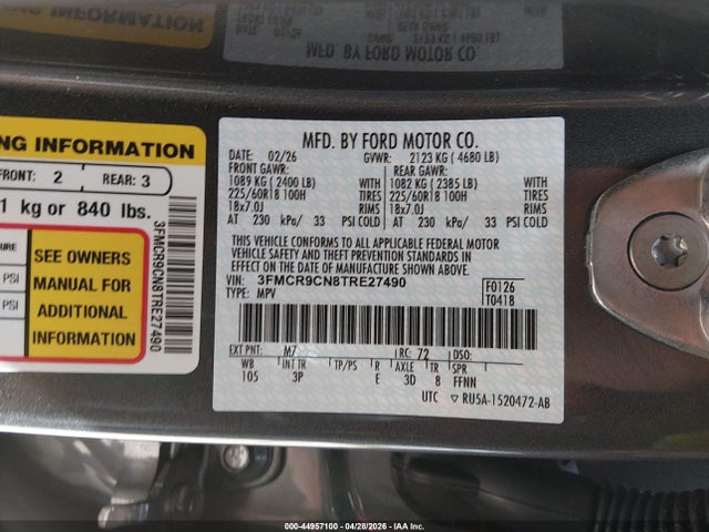 Продаж на аукціоні авто 2026 Ford Bronco Sport Outer Banks, vin: 3FMCR9CN8TRE27490, номер лоту: 44957100