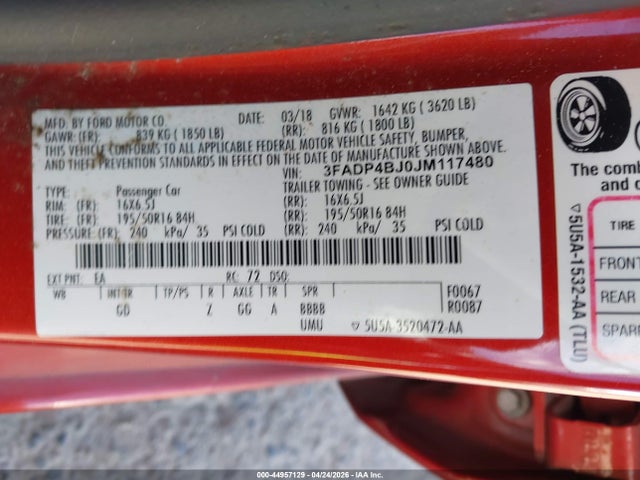 Ford FIESTA SE 2018 3FADP4BJ0JM117480 Image 9