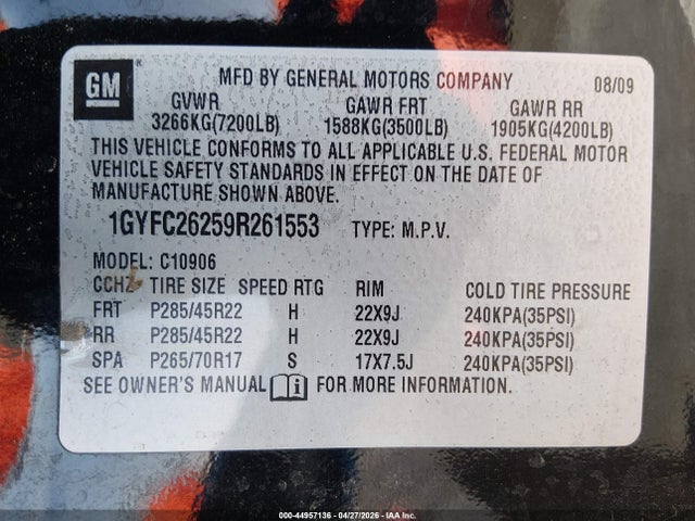 Продаж на аукціоні авто 2010 Cadillac Escalade Hybrid Standard, vin: 1GYUCEEJ8AR223918, номер лоту: 44957136