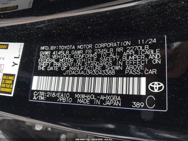 Продаж на аукціоні авто 2024 Toyota Prius Xle, vin: JTDACAAU3R3043388, номер лоту: 44957152