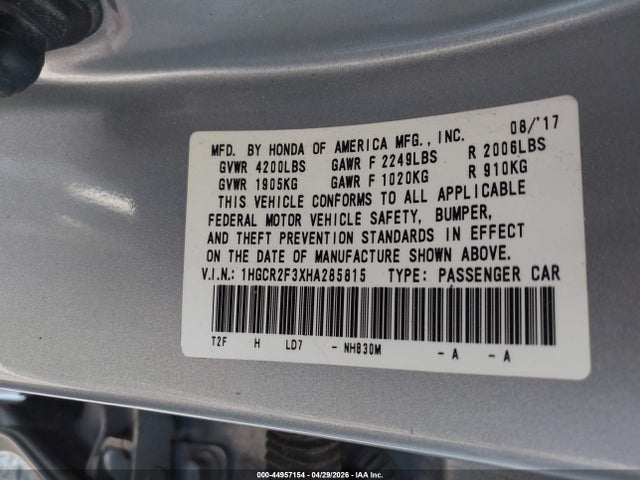 1HGCR2F3XHA285815 Honda ACCORD LX