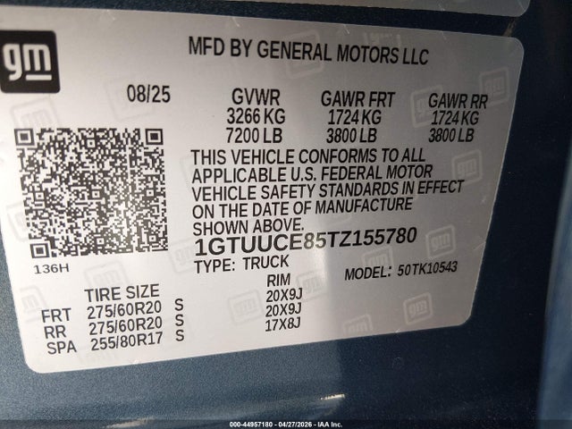 1GTUUCE85TZ155780 GMC SIERRA 1500