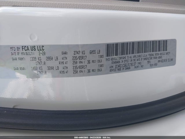 Продажа на аукционе авто 2020 Chrysler Voyager Lx, vin: 2C4RC1CG6LR176137, номер лота: 44957203