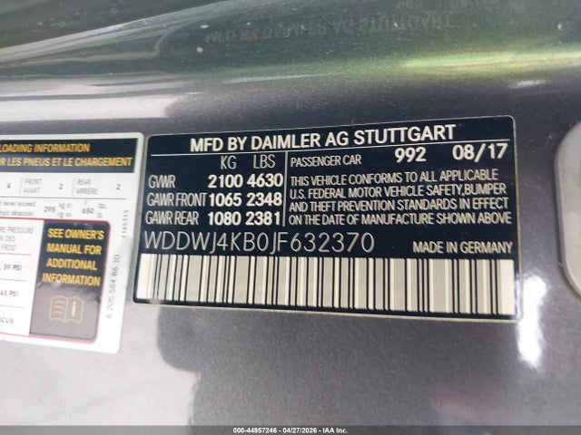 44957246 :رقم المزاد ، WDDWJ4KB0JF632370 vin ، 2018 Mercedes-benz C 300 4matic مزاد بيع