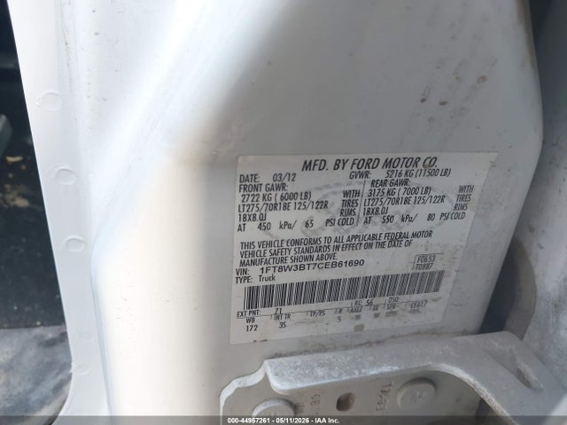 Aukcja sprzedaży 2012 Ford F-350 Xlt, vin: 1FT8W3BT7CEB61690, numer aukcji: 44957261
