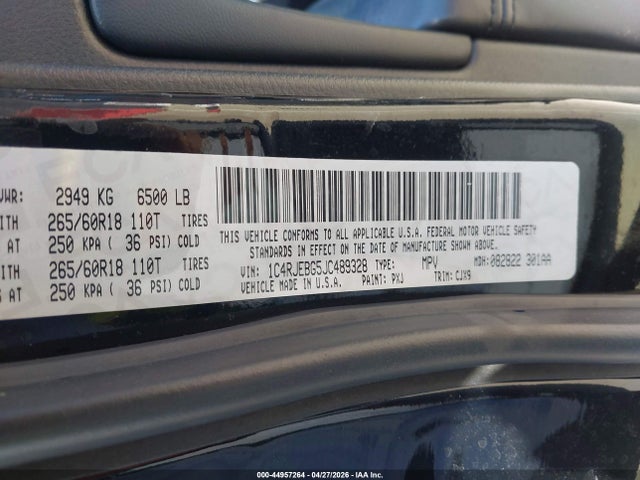 1C4RJEBG5JC489328 Jeep Grand Cherokee Limited 4x2