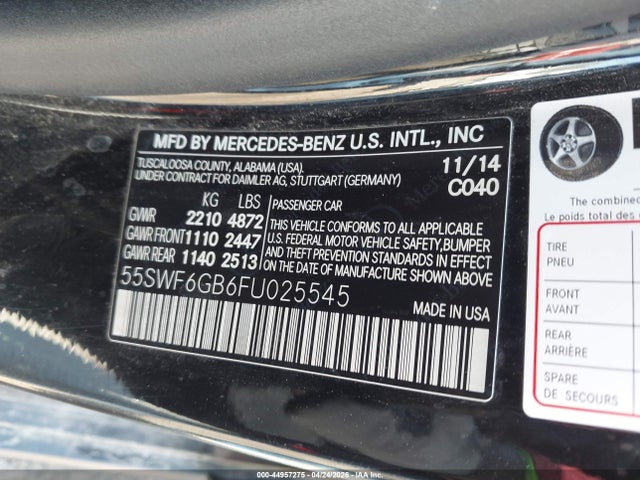 2015 Mercedes-benz C 400 4matic მანქანა იყიდება აუქციონზე, vin: 55SWF6GB6FU025545, აუქციონის ნომერი: 44957275