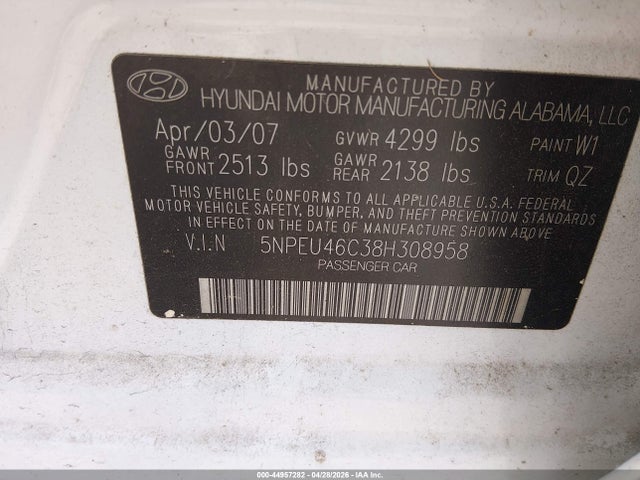 Aukcja sprzedaży 2008 Hyundai Sonata Limited/se, vin: 5NPEU46C38H308958, numer aukcji: 44957282