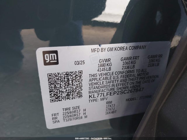 Chevrolet Trax Fwd Ls 2025 KL77LFEP2SC267847 Image 9