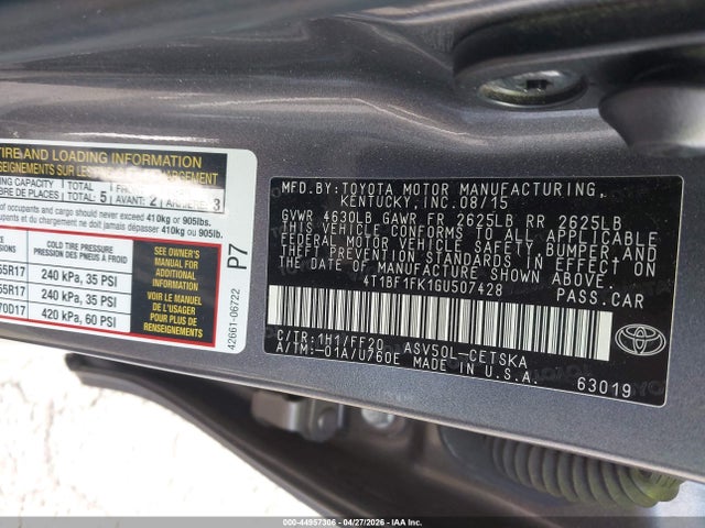 Toyota CAMRY SE 2016 4T1BF1FK1GU507428 Image 9