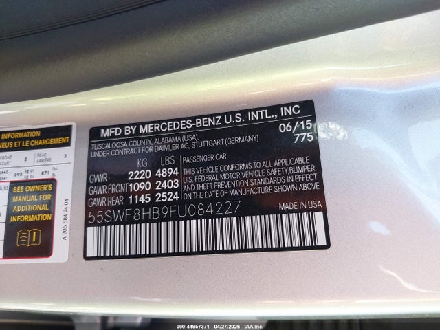 55SWF8HB9FU084227 Mercedes-Benz C 63 Amg S